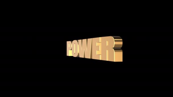 Renderin Gof Power Word Roteren Met Zwarte Achtergrond — Stockvideo