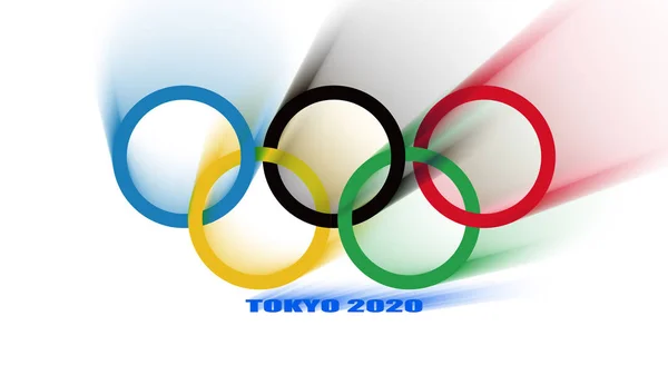 Június 25, 2020: 3d renderelés olimpiai színes kör — Stock Fotó