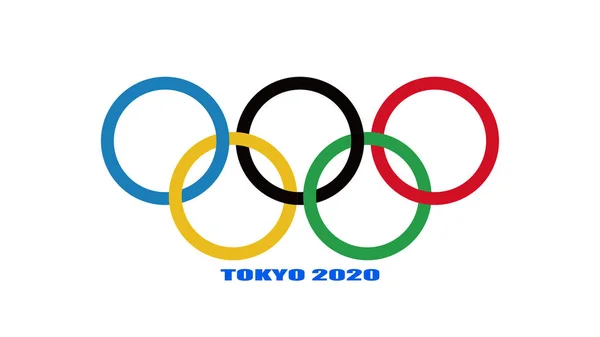 25 Juni 2020: Rendering 3D lingkaran berwarna Olimpiade — Stok Foto