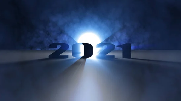 3 boyutlu aydınlatma efekti Mutlu yıllar 2021 — Stok fotoğraf