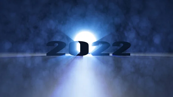 3D渲染漂亮的照明效果祝2022年新年快乐 — 图库照片