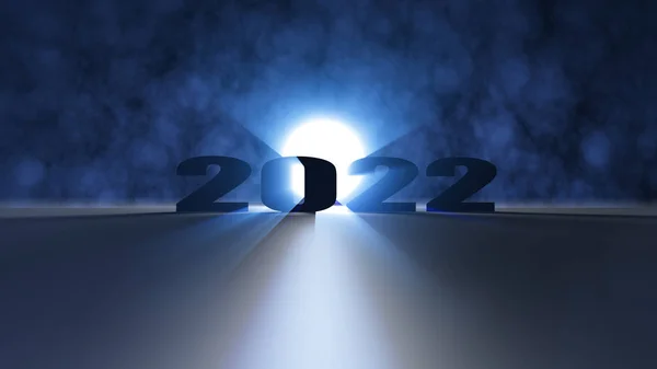 Rendering 3d di piacevole effetto di illuminazione Felice anno nuovo 2022 — Foto Stock