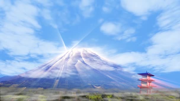 Vykreslování Pěkného Osvětlení Modrou Oblohou Horami — Stock video