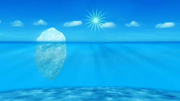 海の上に大きな氷の石の3Dレンダリング — ストック写真