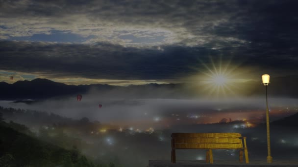 空に素敵な提灯と美しい場所の3Dレンダリング — ストック動画