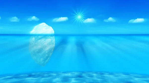 3d renderização de grande pedra de gelo no mar — Fotografia de Stock