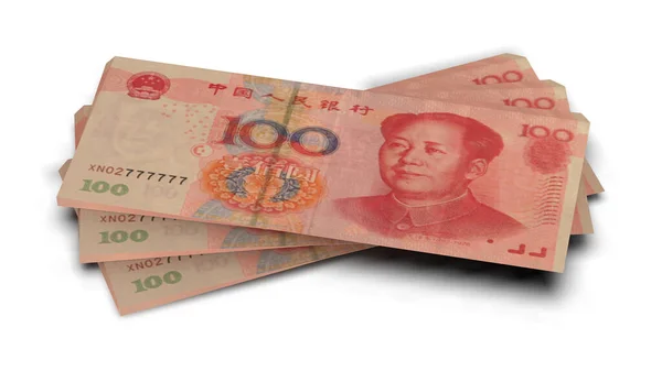 Die Wiedergabe Von Stapel Von China Dollar Mit Weißem Hintergrund — Stockfoto