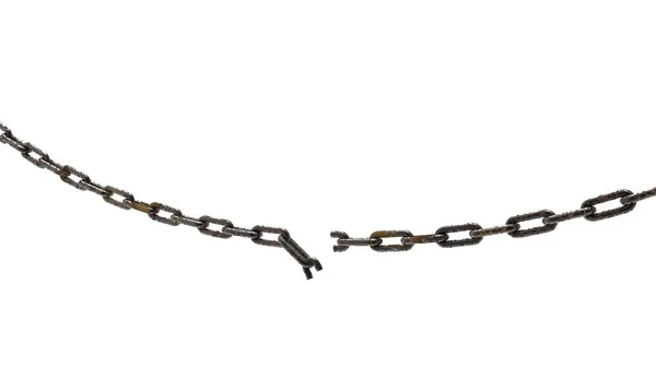 The 3d rendering of iron chain broken isolated with white