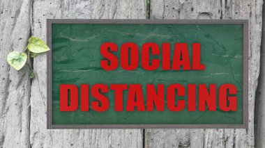 COVID-19 Coronavirüs salgınının yayılma kavramını korumak için toplumla mesafeyi koru.