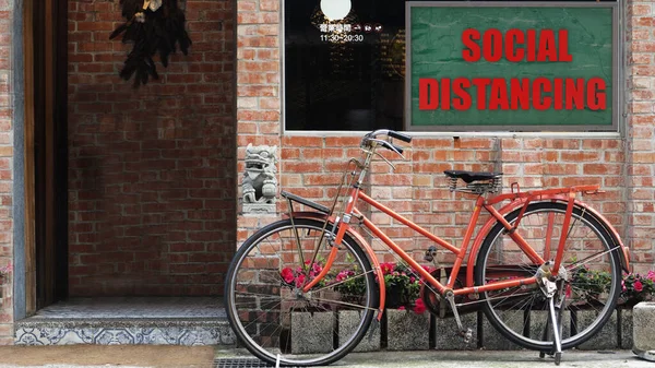 Die Darstellung Der Sozialen Distanzierung Abstand Halten Der Öffentlichen Gesellschaft — Stockfoto