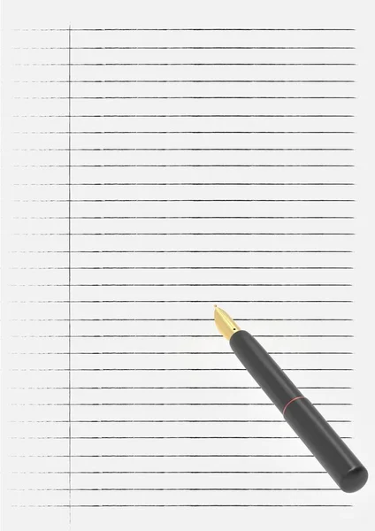 Απόδοση Της Λεπτομερούς Κλεισίματος Ενός Στυλό Που Βρίσκεται Ένα Χαρτί — Φωτογραφία Αρχείου