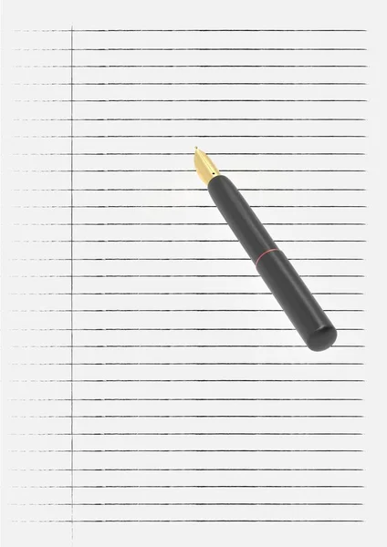 Die Wiedergabe Detaillierter Nahaufnahmen Eines Auf Einem Papier Liegenden Kugelschreibers — Stockfoto