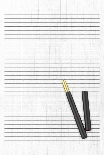 Weergave Van Gedetailleerde Close Van Een Pen Een Papier — Stockfoto