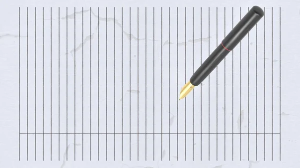 Трехмерный Рендеринг Детального Крупного Плана Ручки Лежащей Бумаге — стоковое фото