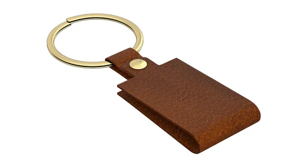 Anahtarının Eski Deri Anahtarlık Kahverengi Renginde Görüntüsü — Stok fotoğraf