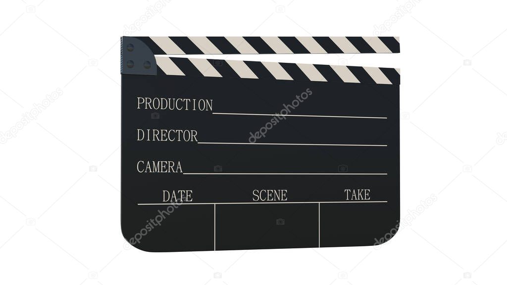 The 3d rendering of Clapper board icon in flat style
