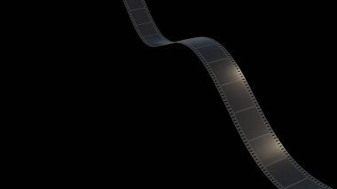 Film şeridinin 3 boyutlu görüntüsü siyah ile izole edildi