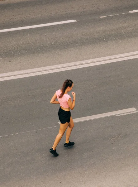 Woman Training On Street — 스톡 사진