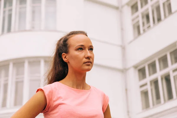 Woman Training On Street — 스톡 사진