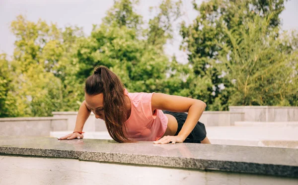 Woman Training On Street . — ストック写真