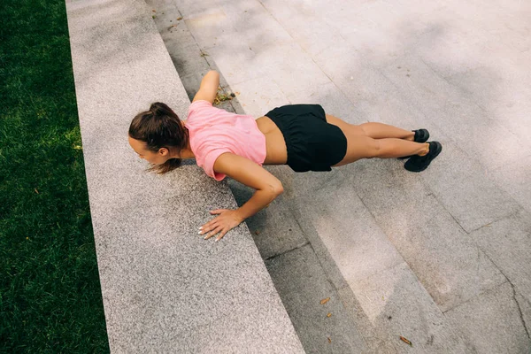 Woman Training On Street — 스톡 사진