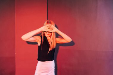 Young beautiful  woman with long natural hair on the street