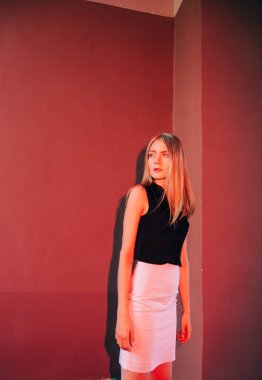 Young beautiful  woman with long natural hair on the street