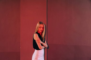 Young beautiful  woman with long natural hair on the street