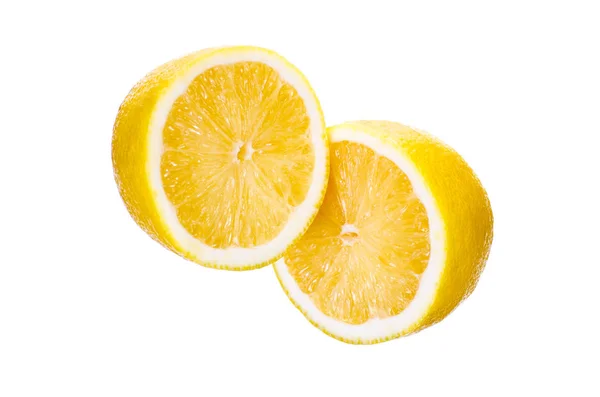 흰 배경에 레몬을 도려낸 모습 — 스톡 사진