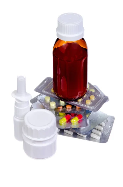 Φάρμακα για τη θεραπεία των δισκίων και σιρόπια — Φωτογραφία Αρχείου