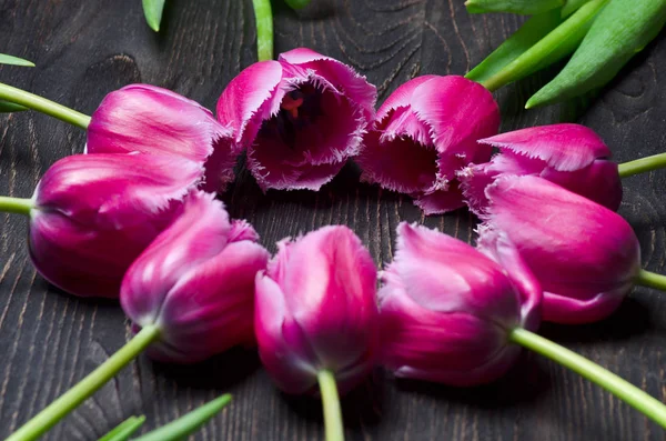 Tulpen auf einem Holzgrund — Stockfoto