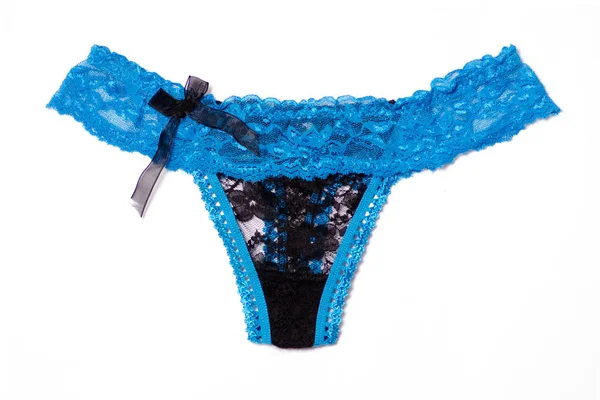 Women's blue lace panties — Stock Photo, Image