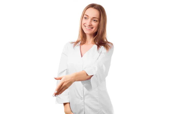 Femme esthéticienne médecin en blouse blanche — Photo