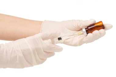 Cam tıp şişe botox veya grip tıbbi şırınga el ile