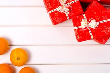 Noel hediye kutuları mandarin