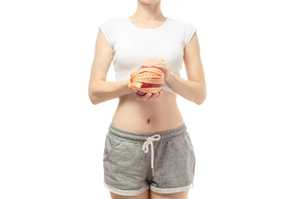 女性减肥苗条厘米苹果 — 图库照片