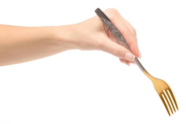 Vrouwelijke hand vork — Stockfoto