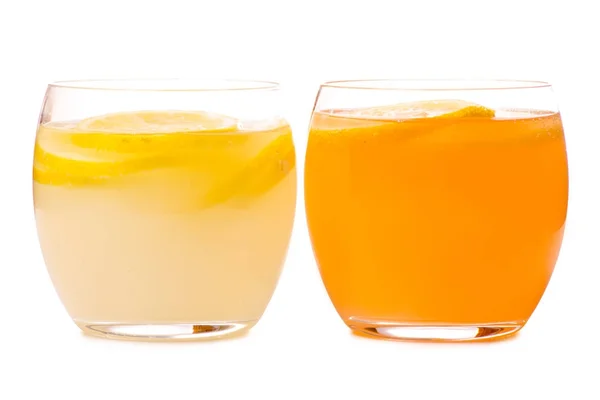 Two glass of lemonade orange lemon — Stock Photo, Image