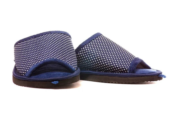 Vrouwelijke huis slippers blauw — Stockfoto