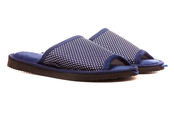 Vrouwelijke huis slippers blauw — Stockfoto