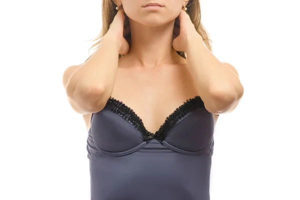 young woman putting on bra, Stock Photo, Picture And Rights Managed Image.  Pic. XXA-18110RS148