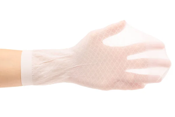 Female hands with white nylon socks — Stock Photo, Image