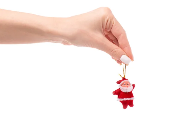 Santa Claus zabawką w ręku — Zdjęcie stockowe