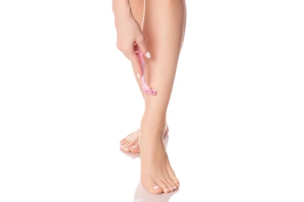 Női lábak borotva — Stock Fotó