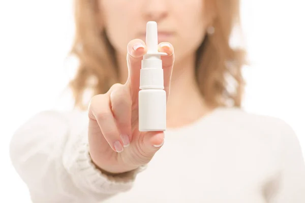 Spray de mujer para medicina nasal —  Fotos de Stock