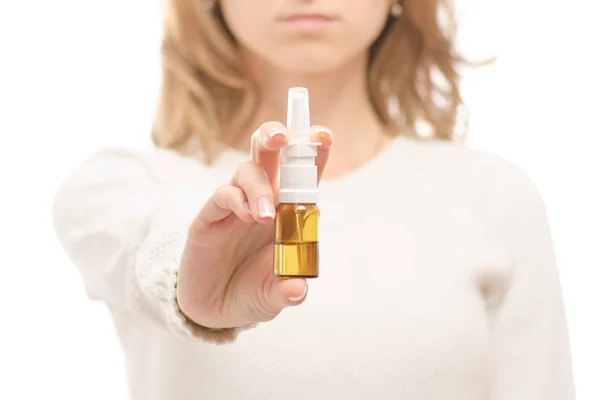 Spray de mujer para medicina nasal — Foto de Stock