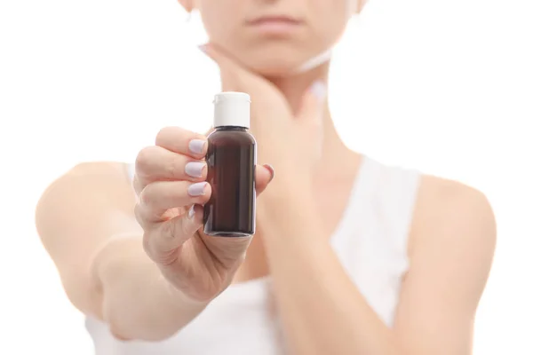 Female hand lotion for body — Stock Photo, Image