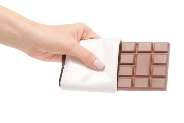Schokoladenriegel in der Hand — Stockfoto