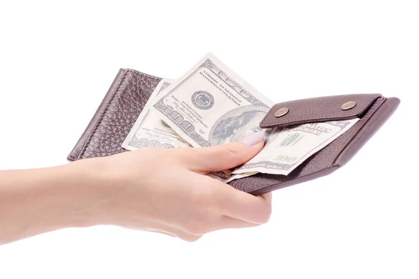 Δολάριο χρήματα στο χέρι τσάντα — Φωτογραφία Αρχείου