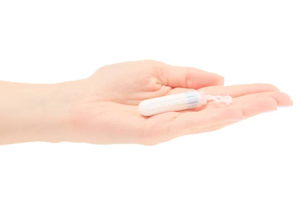 Vrouwelijke hand hygiënische tampon — Stockfoto
